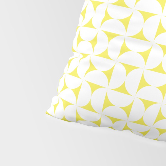 Patterned Geometric Shapes CLVII White and Bright Yellow Pillow Sham Gallery Image 4