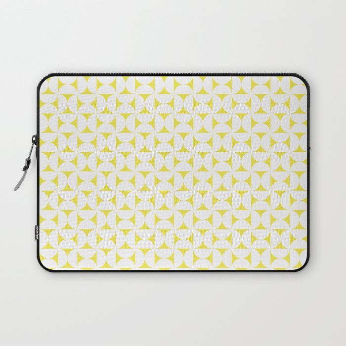 Patterned Geometric Shapes CLVII White and Bright Yellow Laptop Sleeve Gallery Image 1