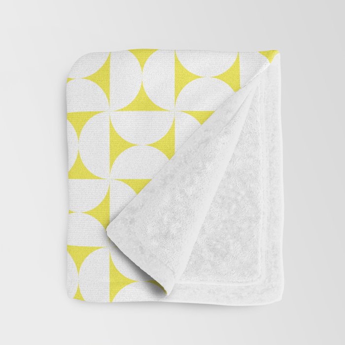Patterned Geometric Shapes CLVII White and Bright Yellow Throw Blanket Gallery Image 3