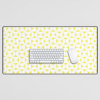 Patterned Geometric Shapes CLVII White and Bright Yellow Desk Mat Gallery Image 1