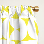 Patterned Geometric Shapes CLVII White and Bright Yellow Window Curtain Gallery Image 2