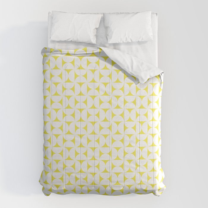 Patterned Geometric Shapes CLVII White and Bright Yellow Comforter Gallery Image 6