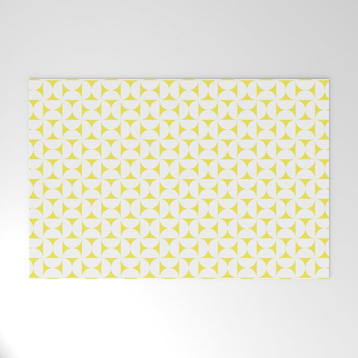Patterned Geometric Shapes CLVII White and Bright Yellow Welcome Mat Gallery Image 1