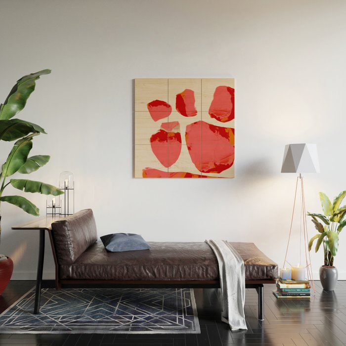 minimal abstract pink shapes Wood Wall Art Gallery Image 2