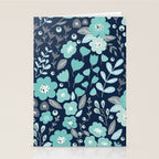Ditsy Florals, Navy and Teal Stationery Card Gallery Image 2
