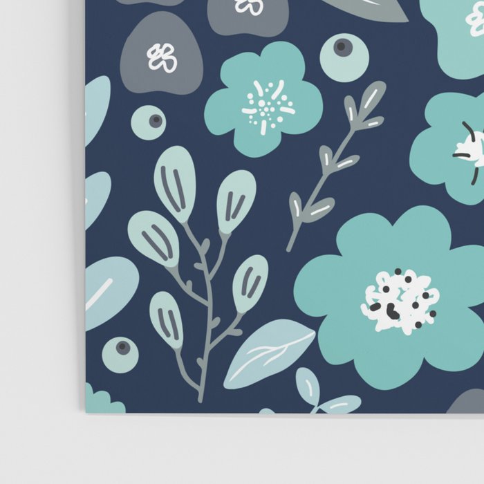 Ditsy Florals, Navy and Teal Poster Gallery Image 3