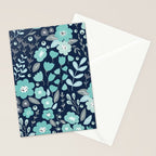 Ditsy Florals, Navy and Teal Stationery Card Gallery Image 2