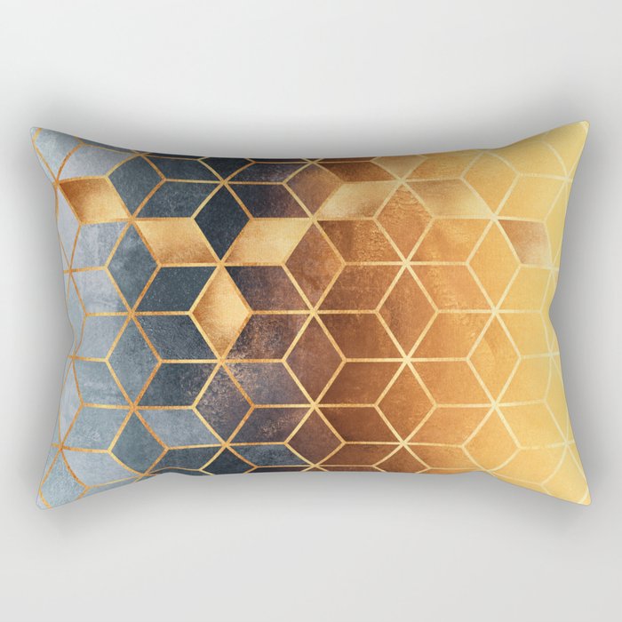 Golden Gradient Cubes Rectangular Pillow Gallery Image 2