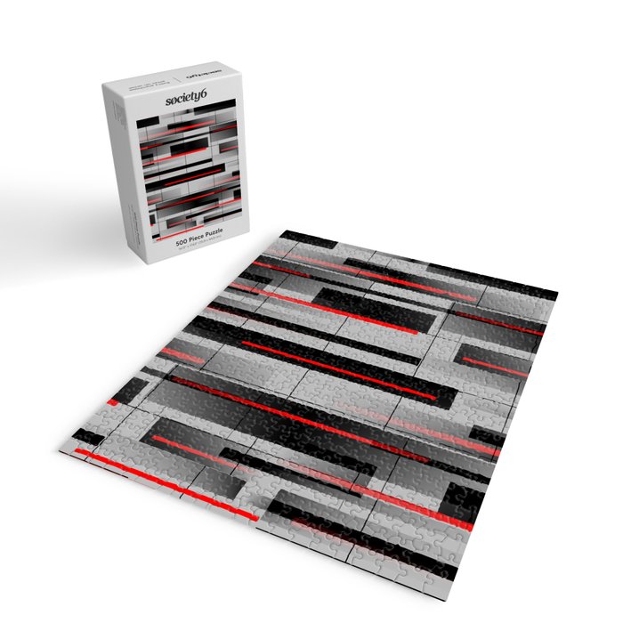Off the Grid - Abstract - Gray, Black, Red Jigsaw Puzzle Gallery Image 2
