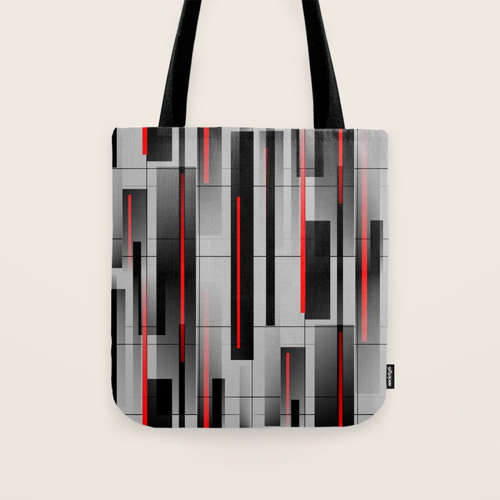 Off the Grid - Abstract - Gray, Black, Red Tote Bag Gallery Image 1