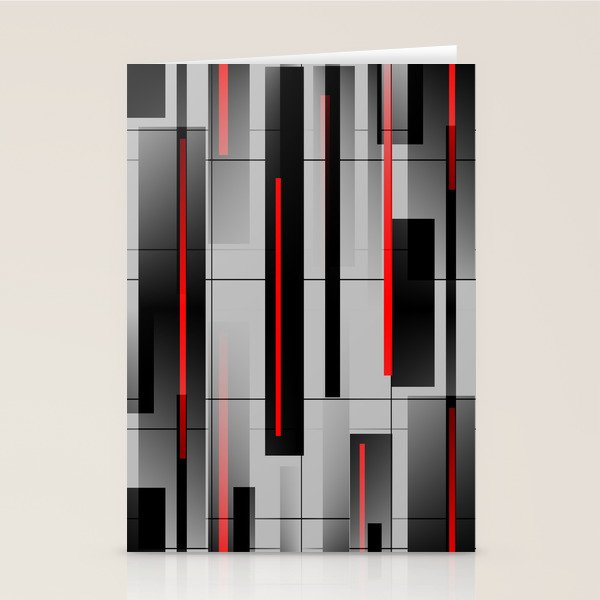 Off the Grid - Abstract - Gray, Black, Red Stationery Card Gallery Image 1