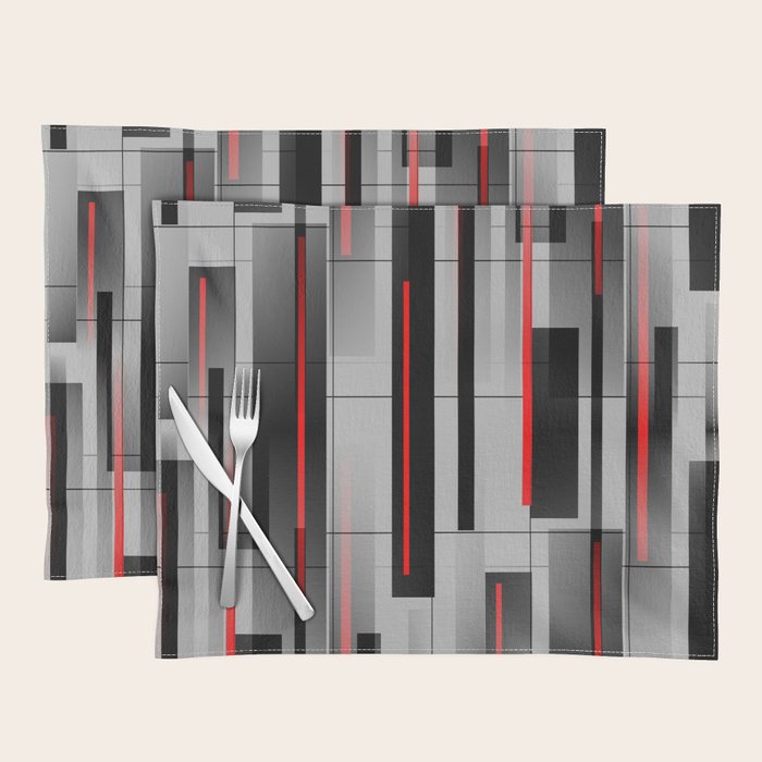 Off the Grid - Abstract - Gray, Black, Red Placemat Gallery Image 1