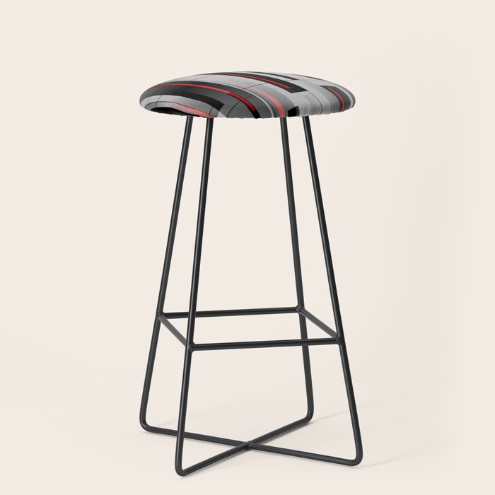 Off the Grid - Abstract - Gray, Black, Red Stool Gallery Image 1