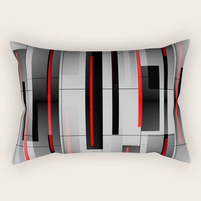 Off the Grid - Abstract - Gray, Black, Red Rectangular Pillow Gallery Image 2
