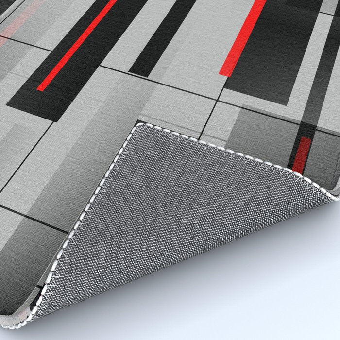 Off the Grid - Abstract - Gray, Black, Red Rug Gallery Image 4