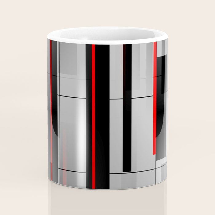 Off the Grid - Abstract - Gray, Black, Red Coffee Mug Gallery Image 4