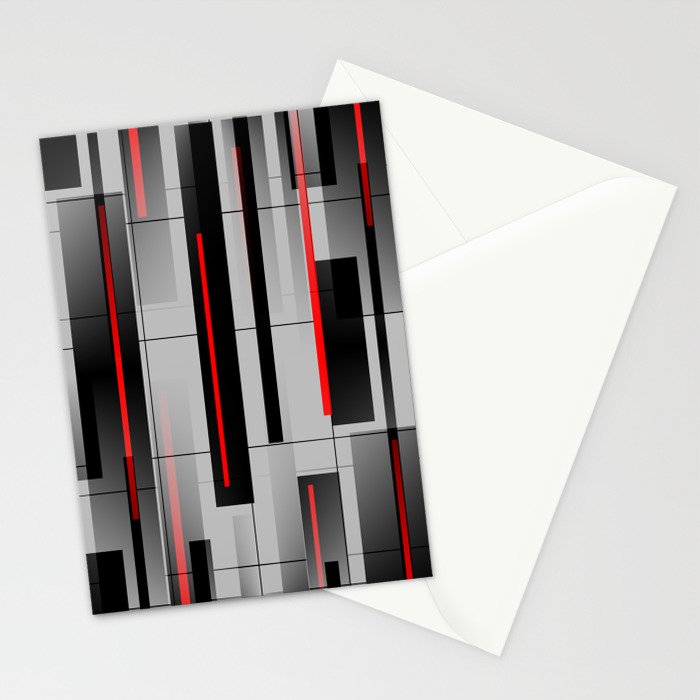 Off the Grid - Abstract - Gray, Black, Red Stationery Card Gallery Image 2