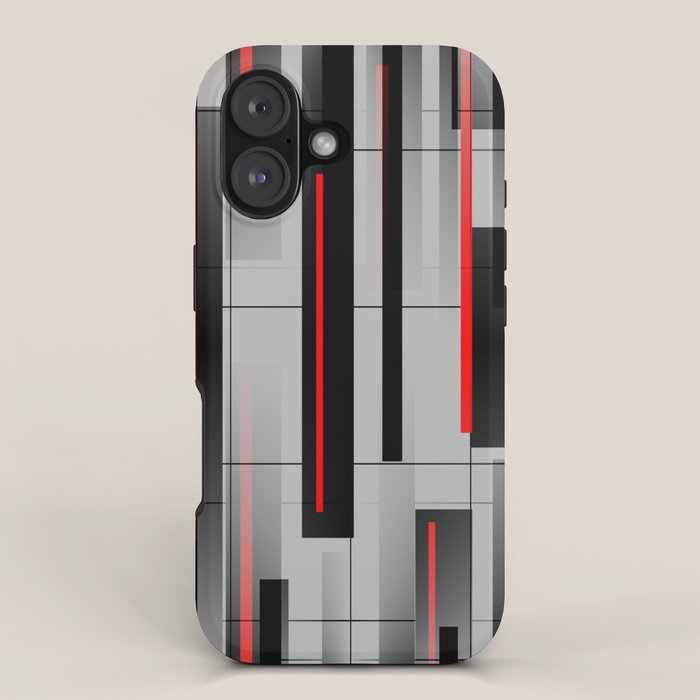 Off the Grid - Abstract - Gray, Black, Red iPhone Case