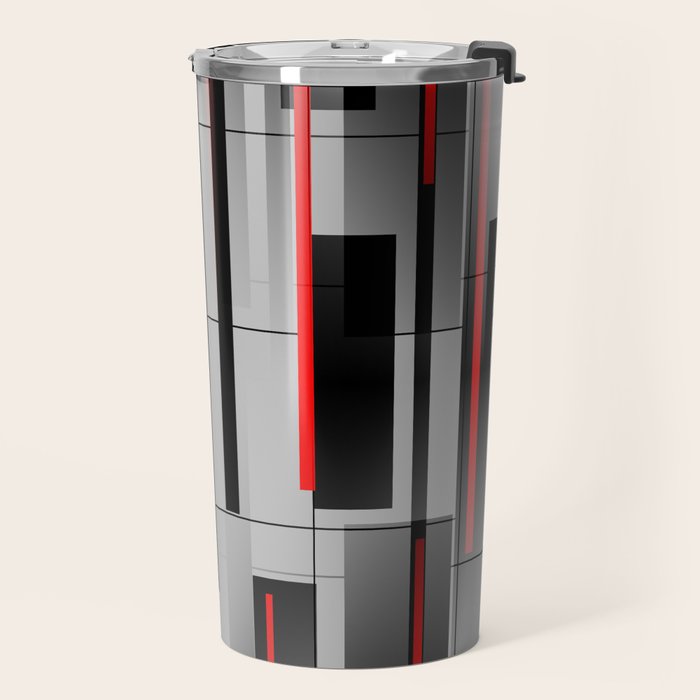 Off the Grid - Abstract - Gray, Black, Red Travel Mug Gallery Image 2
