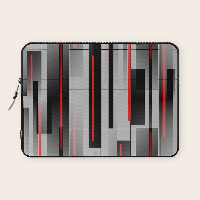 Off the Grid - Abstract - Gray, Black, Red Laptop Sleeve Gallery Image 1