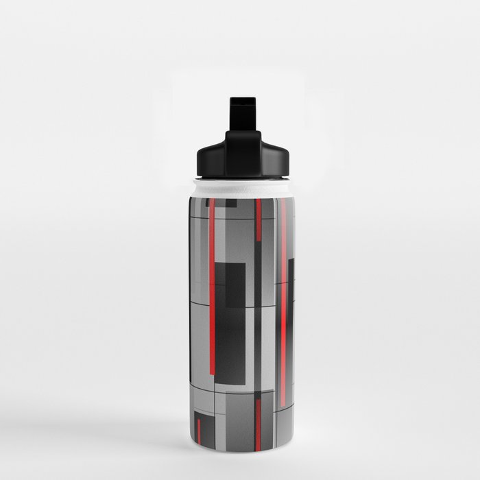 Off the Grid - Abstract - Gray, Black, Red Water Bottle Gallery Image 2
