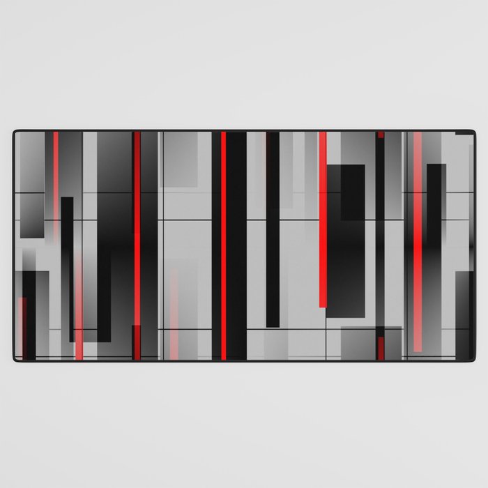 Off the Grid - Abstract - Gray, Black, Red Desk Mat Gallery Image 3