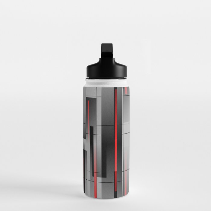 Off the Grid - Abstract - Gray, Black, Red Water Bottle Gallery Image 3