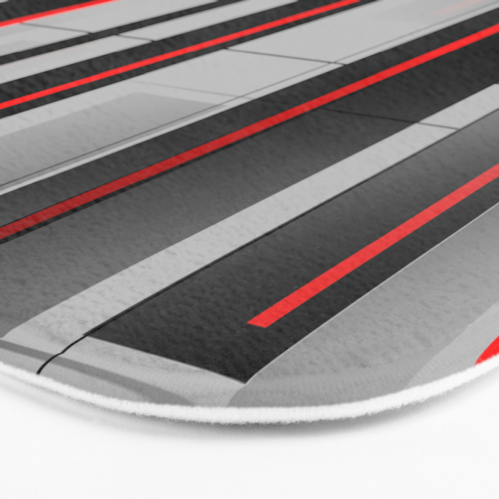 Off the Grid - Abstract - Gray, Black, Red Bath Mat Gallery Image 3