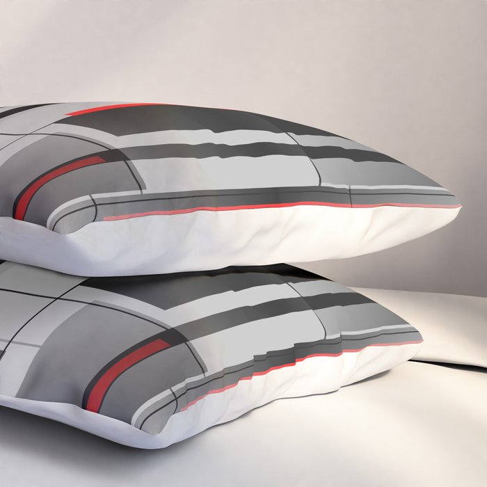 Off the Grid - Abstract - Gray, Black, Red Pillow Sham Gallery Image 3