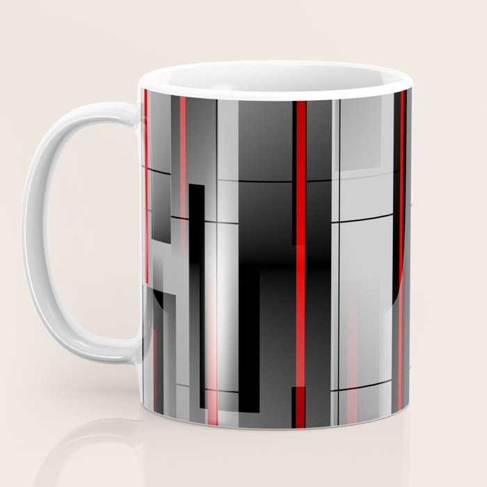 Off the Grid - Abstract - Gray, Black, Red Coffee Mug Gallery Image 3