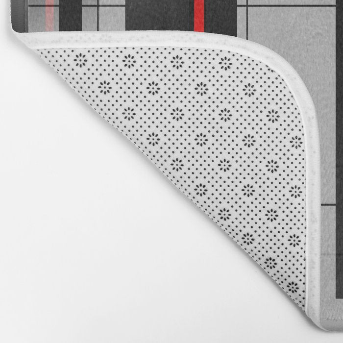 Off the Grid - Abstract - Gray, Black, Red Bath Mat Gallery Image 2
