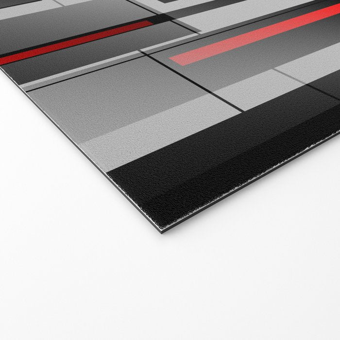 Off the Grid - Abstract - Gray, Black, Red Welcome Mat Gallery Image 2