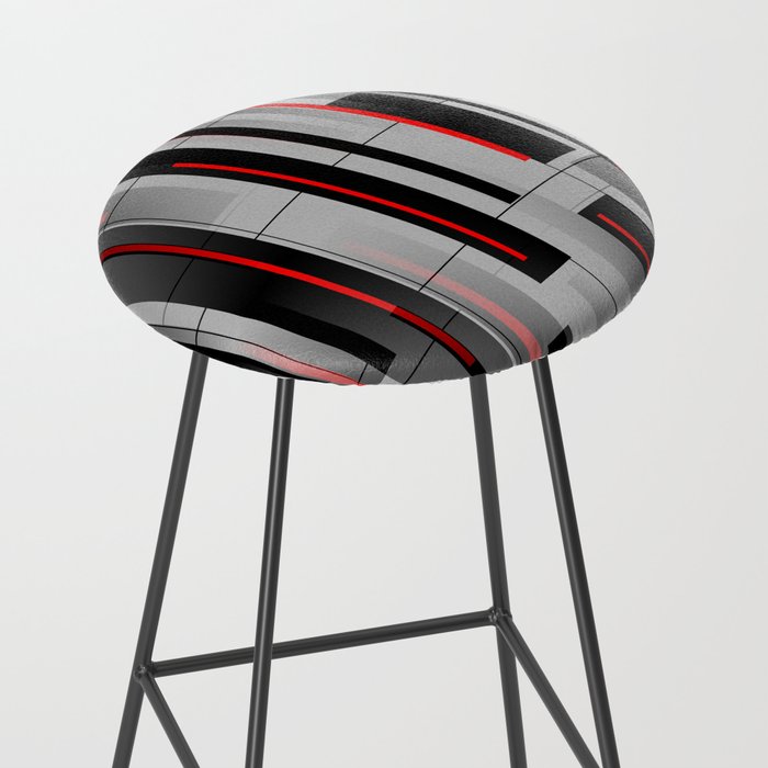 Off the Grid - Abstract - Gray, Black, Red Stool Gallery Image 2