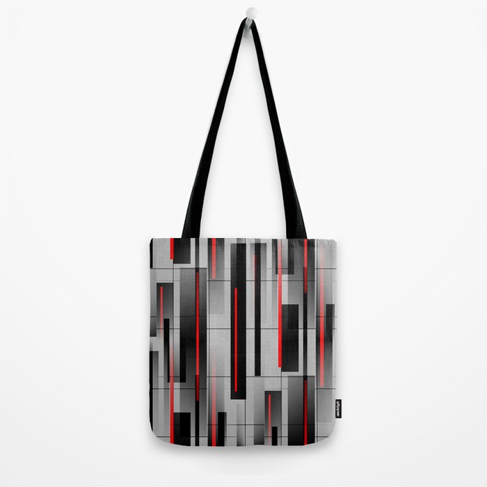 Off the Grid - Abstract - Gray, Black, Red Tote Bag Gallery Image 2