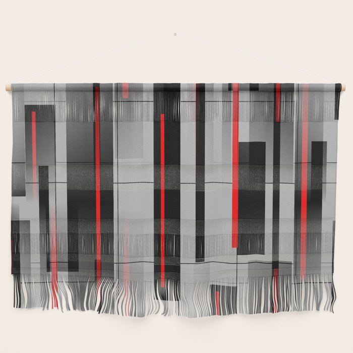 Off the Grid - Abstract - Gray, Black, Red Wall Hanging Gallery Image 1