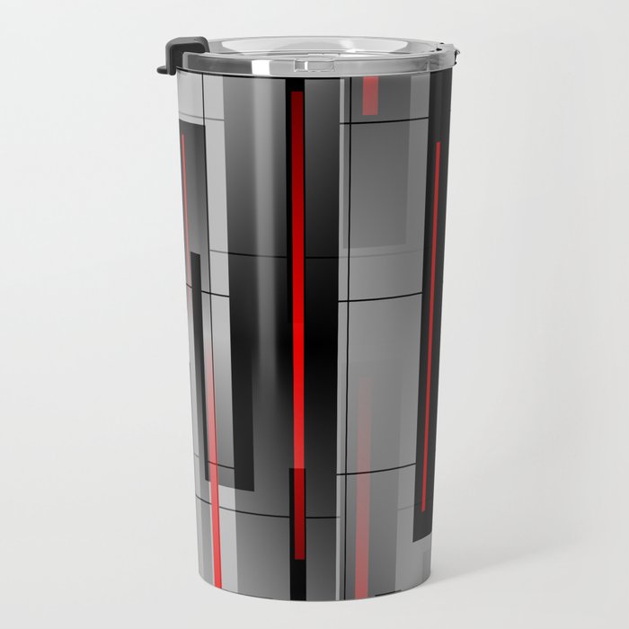 Off the Grid - Abstract - Gray, Black, Red Travel Mug Gallery Image 3