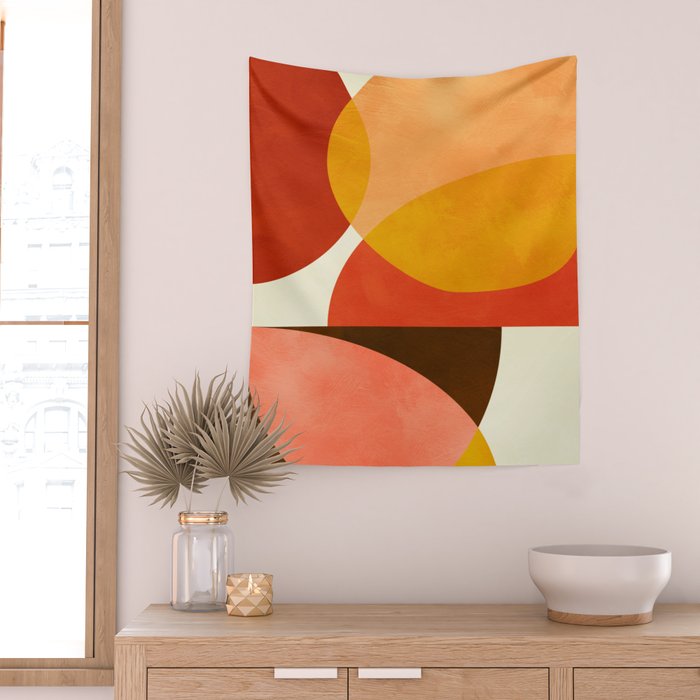 geometric autumn sun abstract Wall Tapestry Gallery Image 2