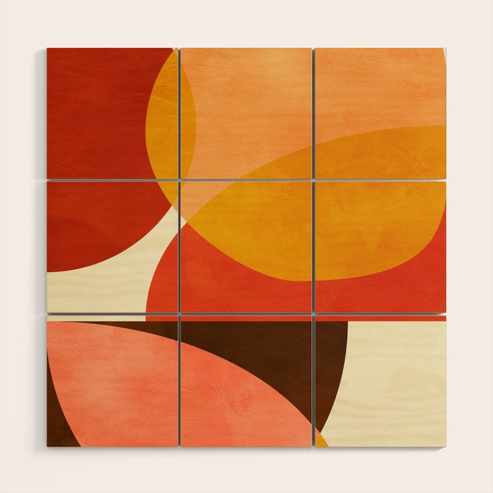 geometric autumn sun abstract Wood Wall Art Gallery Image 1