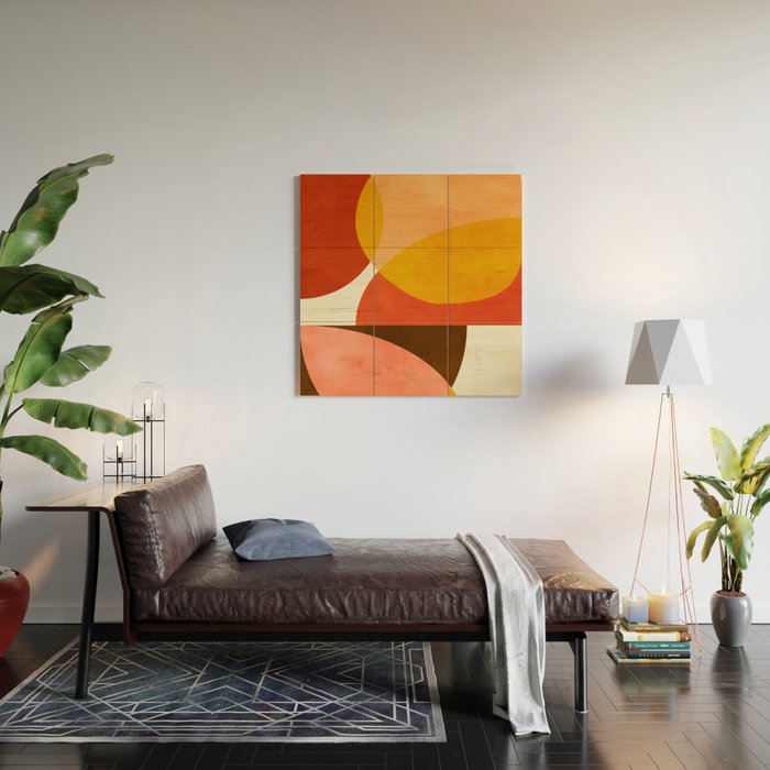 geometric autumn sun abstract Wood Wall Art Gallery Image 2