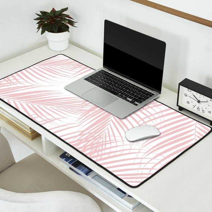 Blush Pink Palm Leaves Dream - Cali Summer Vibes #2 #tropical #decor #art #society6 Desk Mat Gallery Image 2