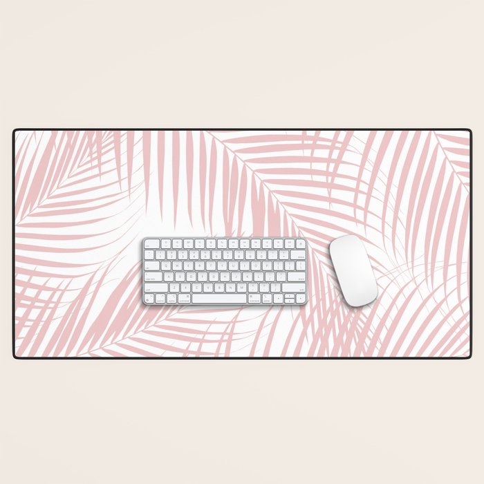 Blush Pink Palm Leaves Dream - Cali Summer Vibes #2 #tropical #decor #art #society6 Desk Mat Gallery Image 1