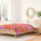 Mid-Century Modern Piquet Minimalist Abstract in Hot Pink and Retro Red Orange Duvet Cover Gallery Image 2