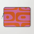 Mid-Century Modern Piquet Minimalist Abstract in Hot Pink and Retro Red Orange Laptop Sleeve Gallery Image 1