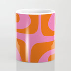 Mid-Century Modern Piquet Minimalist Abstract in Hot Pink and Retro Red Orange Coffee Mug Gallery Image 4