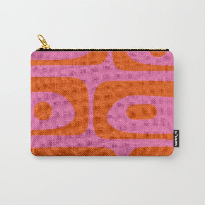 Mid-Century Modern Piquet Minimalist Abstract in Hot Pink and Retro Red Orange Carry All Pouch Gallery Image 1