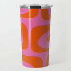Mid-Century Modern Piquet Minimalist Abstract in Hot Pink and Retro Red Orange Travel Mug Gallery Image 1