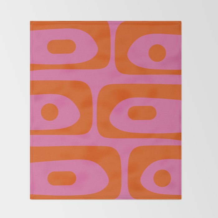 Mid-Century Modern Piquet Minimalist Abstract in Hot Pink and Retro Red Orange Throw Blanket Gallery Image 2