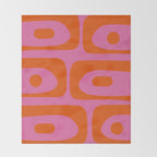 Mid-Century Modern Piquet Minimalist Abstract in Hot Pink and Retro Red Orange Throw Blanket Gallery Image 2