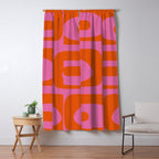 Mid-Century Modern Piquet Minimalist Abstract in Hot Pink and Retro Red Orange Window Curtain Gallery Image 5