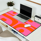 Mid-Century Modern Piquet Minimalist Abstract in Hot Pink and Retro Red Orange Desk Mat Gallery Image 2